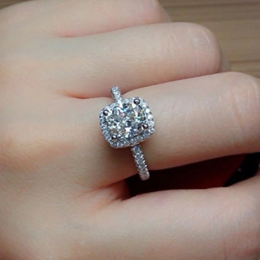 CC Sterling Silver Rings For Women Wedding - Picture 4 of 5
